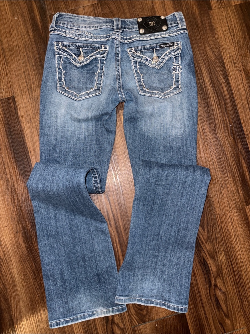 Miss Me Light Blue Bootcut Jeans with Embellished Back Pockets